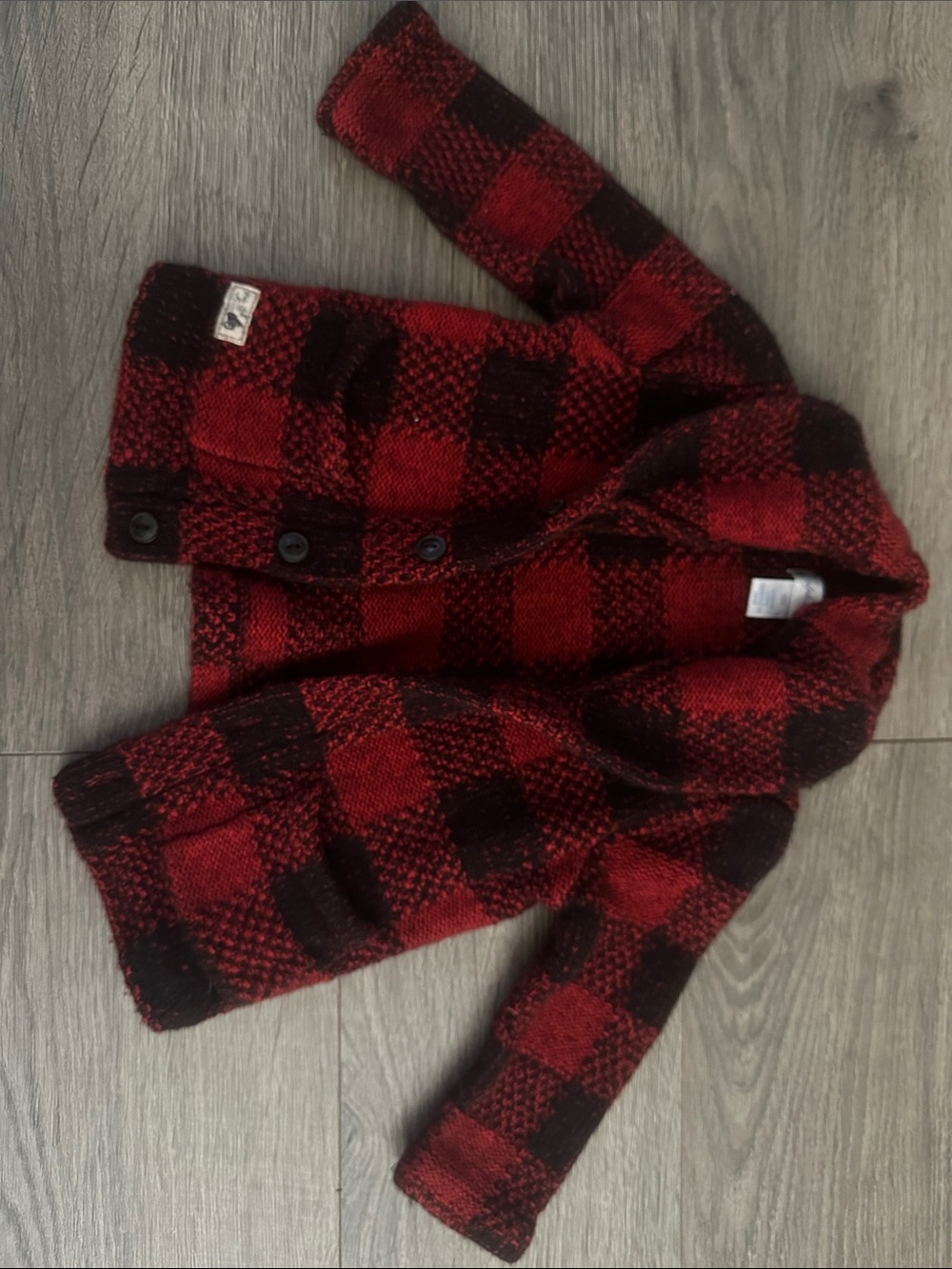 Ralph Lauren Red & Black Plaid Pea Coat for Kids